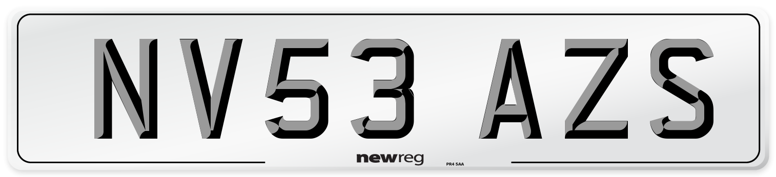 NV53 AZS Number Plate from New Reg